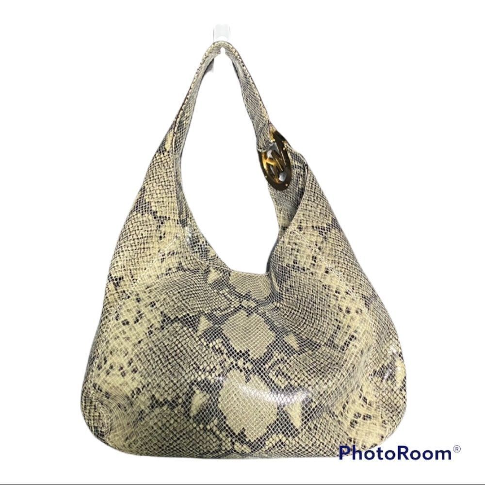 Michael Michael Kors Fulton embossed python leather large hobo shoulder bag